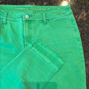Chico’s Green Fray Hem Crop Jeans